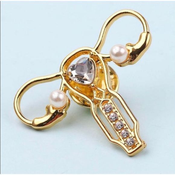 Female Reproductive Pin -Yellow Gold NEW - Picture 1 of 9